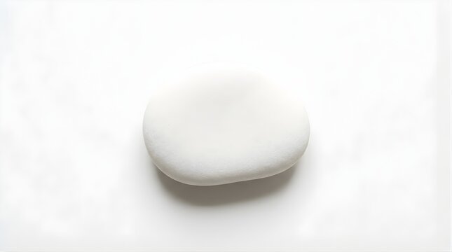 Single white smooth pebble centered on a bright clean background