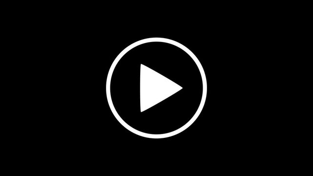 plays button icon animation. Simple white play button icon animation on black background
