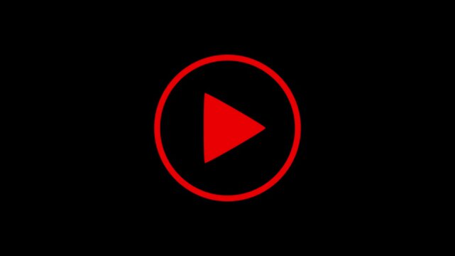 plays button icon animation. Simple white play button icon animation on black background