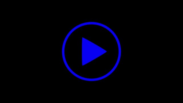 plays button icon animation. Simple white play button icon animation on black background