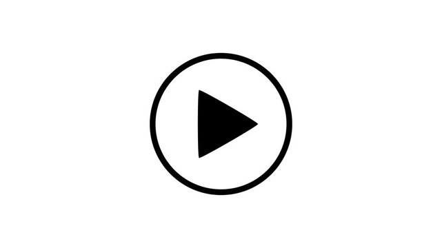 plays button icon animation. Simple white play button icon animation on withe background