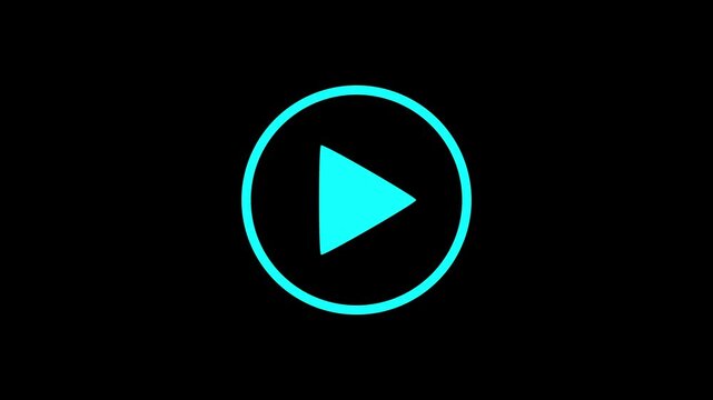 plays button icon animation. Simple white play button icon animation on black background