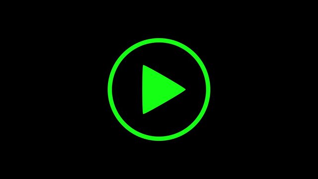 plays button icon animation. Simple white play button icon animation on black background