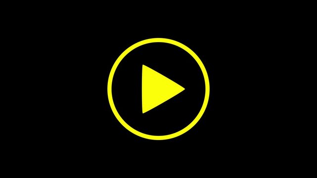 plays button icon animation. Simple white play button icon animation on black background