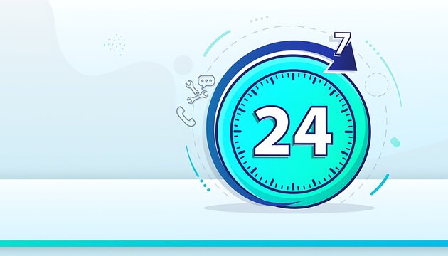Modern digital clock displaying 24 hours in blue and white.