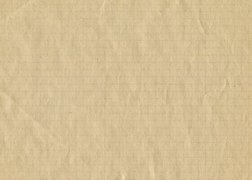 Aged squared paper background. Old antique lined notebook sheet paper texture. 