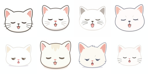 Fototapeta premium Cat expression vectors. International Cat Day theme. Vektor, ilustration, minimalist, flat