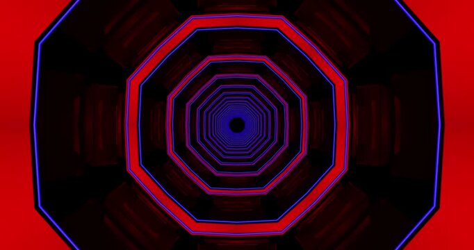 Abstract background with red hexagons. Red Abstract Tunnel 5. Motion graphics Animation background Visual loops. 4K