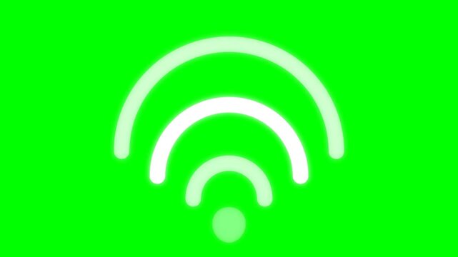 Wifi symbol glows with a radiant white light against a vibrant green background to signify a stable wireless internet connection.