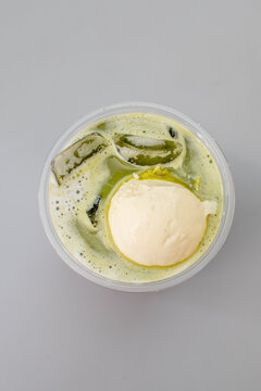 Matcha milk with ice cream 