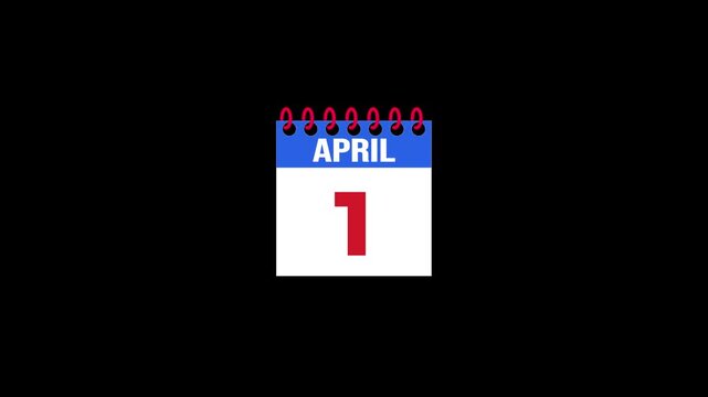 Daily Calendar Page Flip Animation from March 1 to March 2 with Page Turn Transition on Black Background. Day to day. date change concept