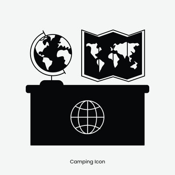 Geography and Travel Desk Icon Illustration Set