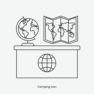 Geography and Travel Desk Icon Illustration Set
