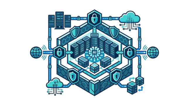 A digital security network protecting a secure server system