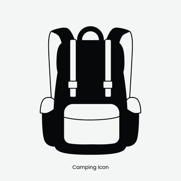 Black and White Backpack Isolated Slhouette