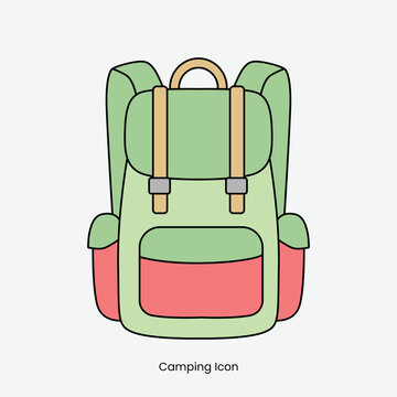 Illustrated Green Backpack Isolated Graphic