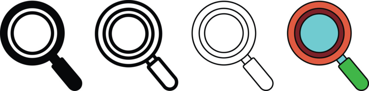 Magnifying Glass Search Icon Set for Discovery Vector Pack