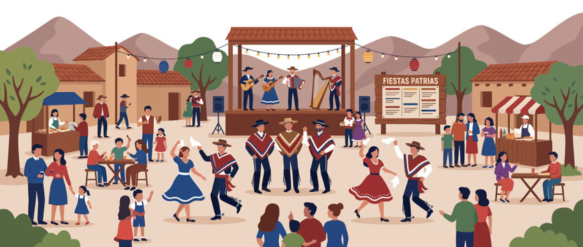 Chilean Independence Day Celebration with Cueca Dancers and Traditional Music