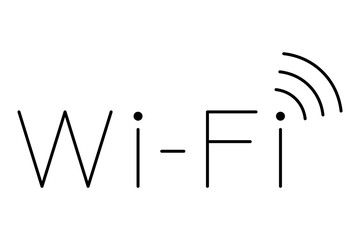 Wi-Fiの文字と電波マークのアイコン © eto itosawa