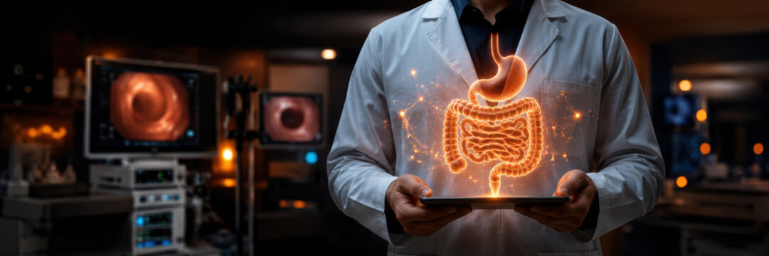 AI powered gut health and digestive medicine research concept