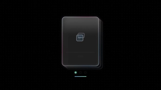 Dynamic glass UI flashcards featuring a sleek design with soft glowing edges in azure and rose, set against a black background, showcasing three cards with a modern, minimalistic aesthetic.