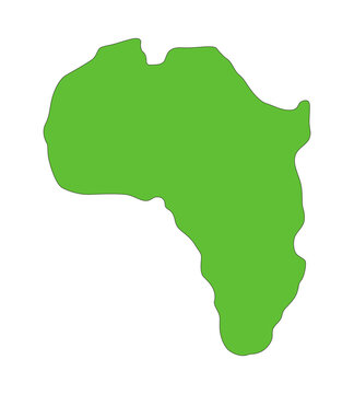 Africa continent map silhouette 2D cartoon clip art. Geographic shape. Country border. Location territory. African landmass isolated flat vector element on white background. Spot illustration
