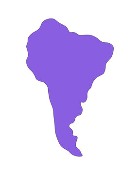 South America continent map silhouette 2D cartoon clip art. Geography education. Latin american territory. Landmass shape isolated flat vector element on white background. Spot illustration
