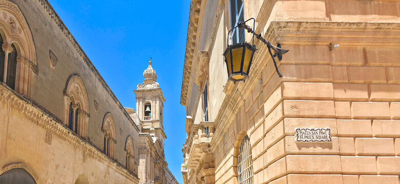 Street in city of Mdina, Malta, Europe.