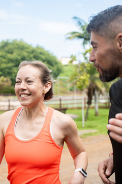 Couple jogging together in the park
