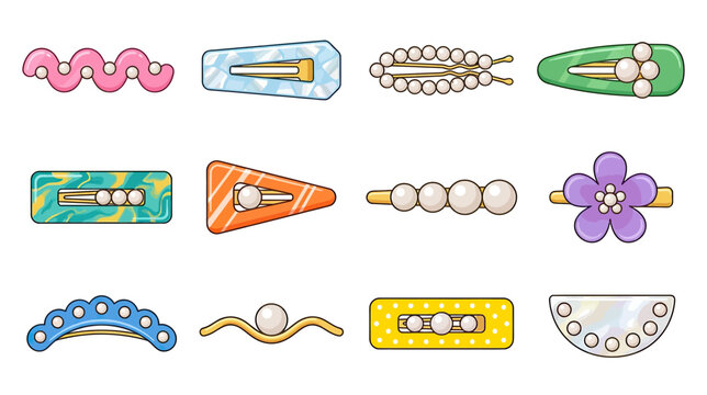 Assorted Hair Clips Collection Isolated Transparent Background
