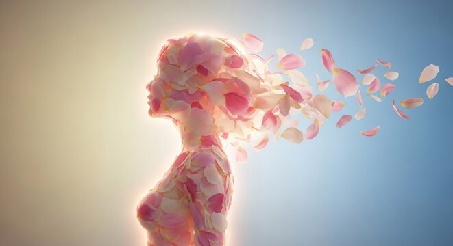 Woman profile petals
