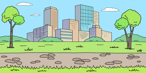 Park graphic color city landscape sketch illustration vector  © aluna1