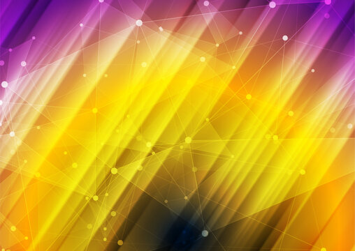 Abstract colorful futuristic low poly plexus glowing background. Vector network connection technology design