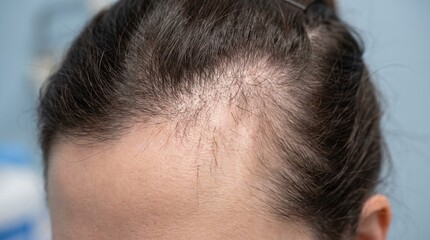Fototapeta premium Traction Alopecia Mechanical Hair Loss Disorder Realistic Clinical Dermatology Scalp Photograph