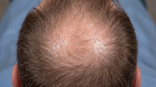 Androgenetic Alopecia Male Pattern Hair Loss Realistic Clinical Dermatology Scalp Photograph