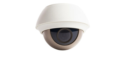 Modern white and bronze dome security camera, isolated on transparent background © Piotr
