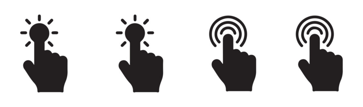 Hand cursor touch screen icons collection isolated on transparent background vector design.