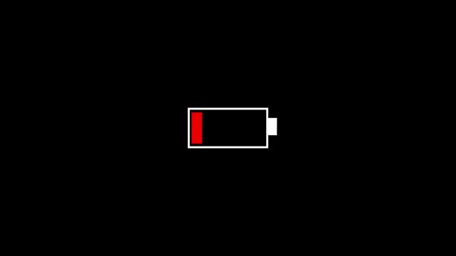 Battery charging icon animation on a transparent background,