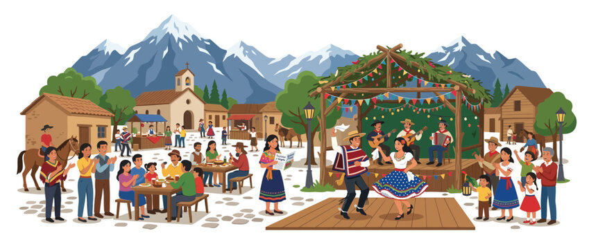 Chilean Independence Day Celebration with Cueca Dance and Traditional Music