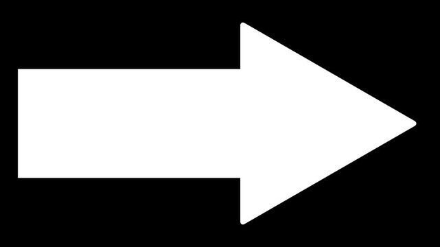 White arrow pointing to the right isolated on white background motion graphic animation.