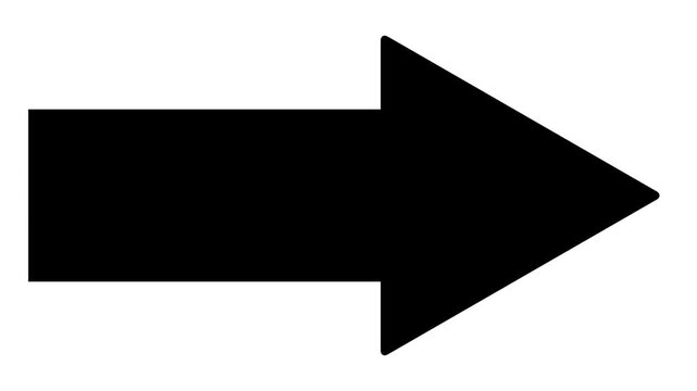 black arrow pointing to the right isolated on white background motion graphic animation.