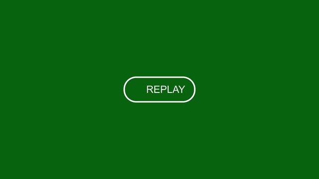 Replay sign icon animation with simple replay text on a black background.