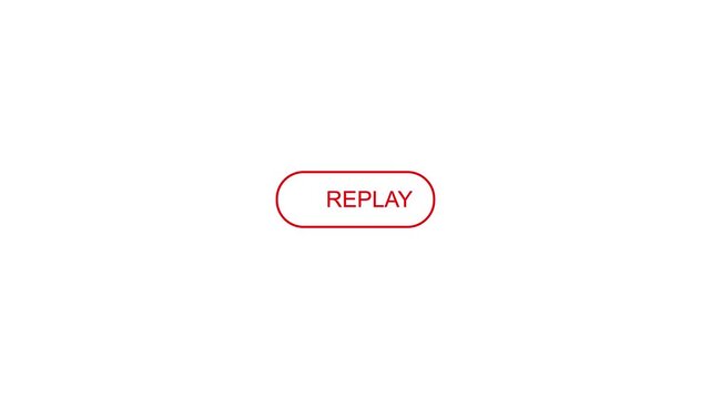 Replay sign icon animation with simple replay text on a black background.