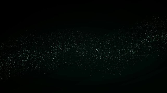 Emerald green micro particle wave on black