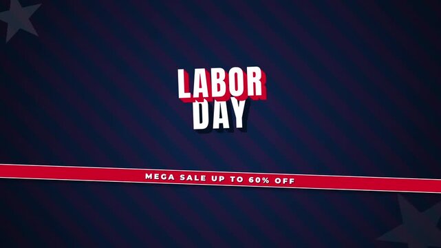 Labor Day mega sale up to 60 percent off animated promotional graphic