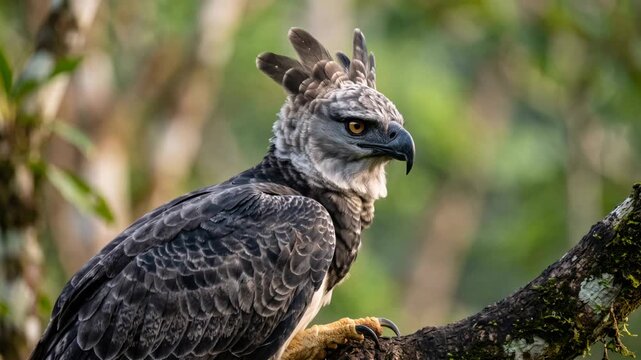 harpy eagle close up at morning light in amazon rainforest brazil video