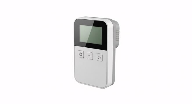 Smart home thermostat controller on white background