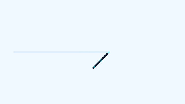 Minimalist Animation of a Rotating Line Segment on a Light Blue Background.