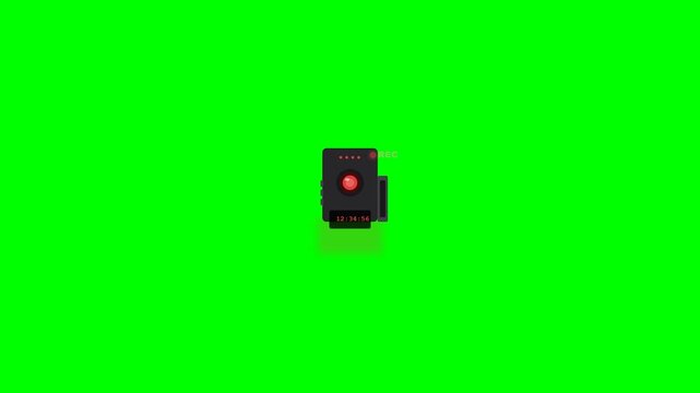 Animated Pixel Art Security Camera Rotating on Green Screen Background.