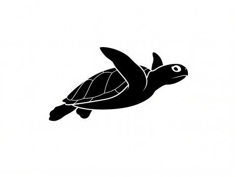 Silhouette of a sea turtle illustration on white background.